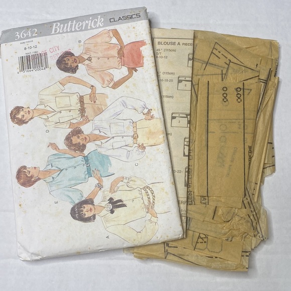Butterick 3642 Pattern CUT 1990s Vintage Classics 5 Option Style Blouse - Picture 3 of 3
